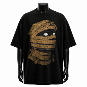 T-shirt noir surdimensionné personnalisé, imprimé vintage, coton, streetwear, homme, tee-shirt imprimé de haute qualité, logo OEM - Product Image 5