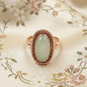 <b>925</b> Sterling <b>Silver</b> Oval prehnite Gemstone <b>Ring</b> Handmade Vintage Beaded Statement <b>Ring</b> Boho Adjustable Jewelry Gift - Product Image 2