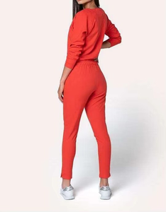 Premium Fall Tangerine Scrub Set <b>Long</b>-Sleeve Top and <b>Matching</b> Pants Customize Hospital Nurse Uniform Doctor Medical Workwear - Product Image 6