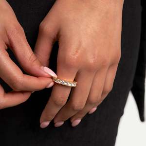 Women's Round Brilliant Cut Moissanite <b>Ring</b> Channel Setting Classic Engagement Jewelry - Product Image 3