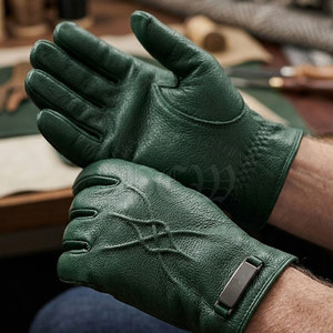 Gants d'hiver en cuir pour homme, best-seller, en cuir véritable souple, compatibles écran tactile, doublure en laine, durables, confortables, coupe élégante - Product Image 5