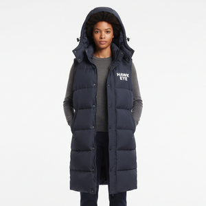 Gilet long matelassé tendance pour femme, avec capuche, entièrement zippé, style streetwear décontracté, vêtement d'extérieur mode pour l'hiver - Product Image 5