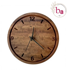 Horloge murale ronde en bois Art Déco faite à la main avec motif abstrait et géométrique, silencieuse, alimentée par piles, accessoire de décoration intérieure - Product Image 4