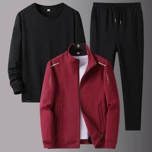 Men's Heavyweight Autumn Casual Sports Vest Set Hooded Sleeveless Sweatshirt Solid Color T-Shirt 100% Cotton Anti-Bacterial 2 1 - Product Image 4