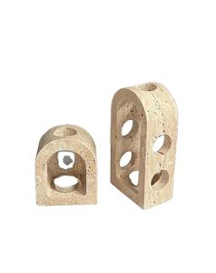 Travertine Incense <b>Burner</b> with Geometric Arch Design for Modern Home Office Decor and Relaxation Fragrance Diffusion - Product Image 1