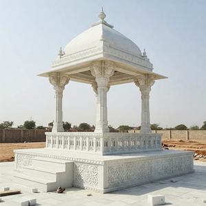 Gazebo de Mármol Estilo Rústico, Hecho a Mano, Ecológico, Duradero, con Cúpula, Pilares Tallados, de Lujo, para Jardín, Lago, Villa, Hotel, Patio - Product Image 3
