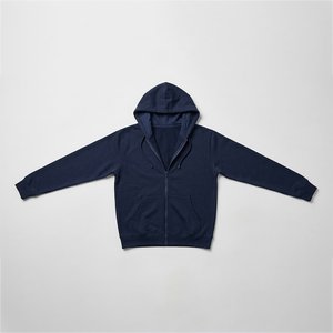 Sudadera con Capucha Azul Marino para Mujer, con Logotipo Personalizado al por Mayor, Color Sólido, Manga Larga, con Bolsillos, Corte Regular, Tejido de Algodón, Otoño - Product Image 1