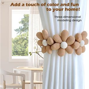 Set di 2 Fermatende Boho a Forma di Girasole, Design Giapponese con Tre Fiori, Graziosi Fermatende per Bastoni e Binari per Tende e Accessori - Product Image 3