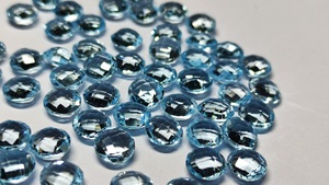 Topaze bleue naturelle 6 mm, pierres précieuses rondes brillantes à facettes, calibrées, en vrac, lot de bijoux en gros - Product Image 5
