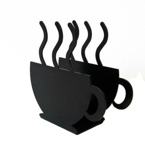 Meilleure vente métal fer tasse à café découpe Laser conception plaine Base papier porte-serviettes maison hôtels fêtes couleur noire - Product Image 1