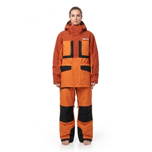 Traje de Nieve Naranja para Mujer Hawk Eye, Chaqueta Impermeable con Capucha y Diseño de Bloques de Color para Esquí y Deportes al Aire Libre - Product Image 5