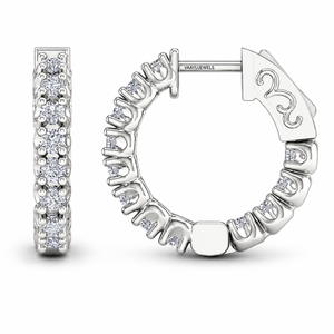 Pendientes de Aro de Doble Hilera con Diamantes Cultivados en Laboratorio, Corte Redondo, Oro de 10K, 14K, 18K, Plata 925, 935, Joyería Fina de Lujo - Product Image 3