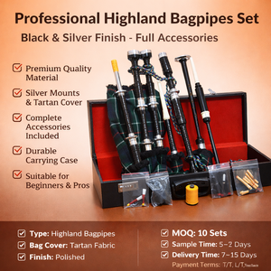 Gaita de Obelix Profesional Great Highland, Set Multiclavija, Tartán Mackenzie, Madera de Palisandro, Instrumento de Práctica con Acabado Pulido, Origen PK - Product Image 2