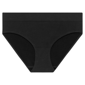 Braguitas sin Costuras de Cintura Media para Mujer, Color Negro Sólido, Algodón y Elastano, Tejido de Punto, Estilo Básico, Lavables a Máquina - Product Image 1