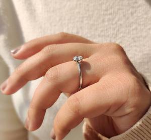 Anillo de Moissanita de 1 Quilate, Plata de Ley, Oro Rosa de 10k, 14k, 18k, Joyería Clásica de Compromiso para Mujer, Regalo de Aniversario de Bodas, VVS1/VS1 - Product Image 4