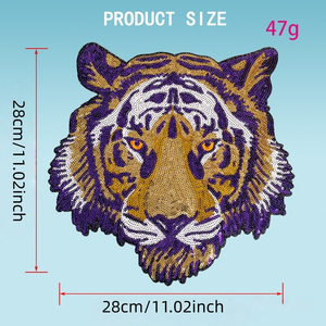 Tiger Head Sequined Washable Patch Sew-On Fabric Applique for Clothing Hats Gifts - Product Image 4