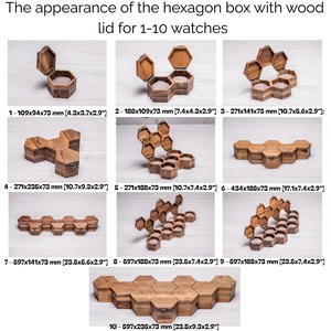 Handmade Hexagon Wooden Watch & Jewelry <b>Display</b> <b>Case</b> with Glass Lid 4-Slot Storage for Watches - Product Image 1