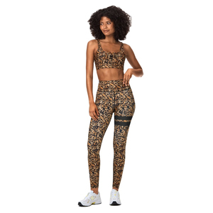 Leggings de sport personnalisés pour femmes, respirants, sexy, moulants, avec poche triangulaire unie à la taille, imprimé sublimation palmier - Product Image 4