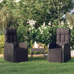 Ensemble de 2 chaises de jardin inclinables noires - Product Image 1