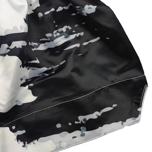 Nouveaux shorts de boxe unisexes blancs et noirs à imprimé abstrait, séchage rapide, en polyester, pour arts martiaux, coupe régulière pour adultes - Product Image 3