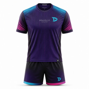 Uniforme de Fútbol Sala Personalizado por el Fabricante, Transpirable, Talla Grande, con Degradado Morado Sublimado para Clubes - Product Image 2