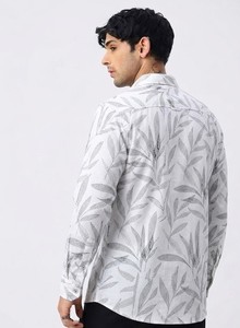Chemise décontractée à manches longues pour homme, imprimée, col rabattu, manches longues, respirante, en coton et lin, style été - Product Image 2