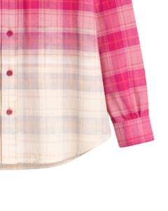เสื้อเชิ้ตผ้าสักหลาดลายสก็อตสีชมพูไล่เฉดสำหรับผู้หญิง ผลิตตามสั่ง แขนยาว ติดกระดุม ลำลอง ผ้าคอตตอนผสม เหมาะสำหรับฤดูใบไม้ร่วงและฤดูหนาว - Product Image 6