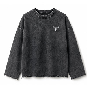 Sweat-shirts pour hommes printemps – Nouvelle collection, meilleure qualité, style respirant, col rond uni, épaules tombantes, coupe oversize décontractée – Vente flash - Product Image 2