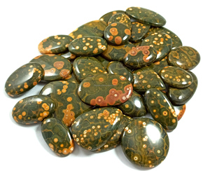 Radha Arts Natural Ocean Jasper Cabochon Loose Stone Green and Yellow 25mm-45mm Healing Polished for Silver Brass Jewelry Making - Product Image 5