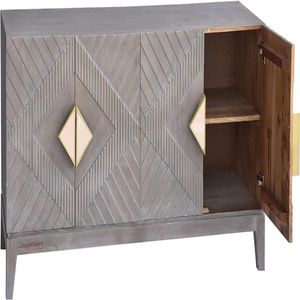 Modern Luxury Solid Wood <b>Sideboard</b> with Geometric Pattern and Brass Handles for Dining and Living Room Furniture - Product Image 2