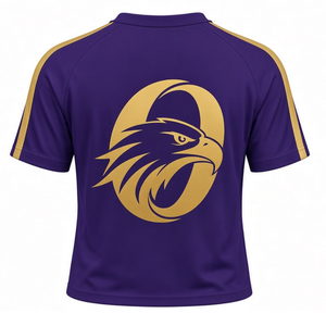 Maillot de cheerleading violet et or à manches courtes, uniforme d'équipe sportive, vêtements de sport pour l'entraînement et la compétition des équipes de cheerleading - Product Image 2