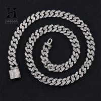 Cadena Cubana Miami Personalizada con Incrustaciones de Diamantes de Imitación en Rosa y Blanco - Joyería de Lujo para Hombre/Unisex