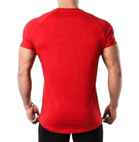 Erkekler için kırmızı T Shirt spor eğitimi egzersiz kısa kollu Tee gömlek nefes % 94% pamuk % 6% elastan kısa kollu T Shirt Mens