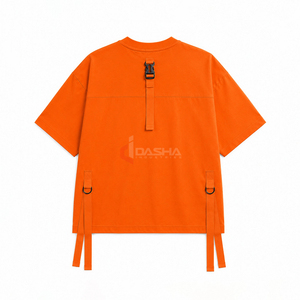 T-shirt cargo oversize en molleton lavé avec logo personnalisé pour homme, broderie et impression OEM, vente en gros - Product Image 2