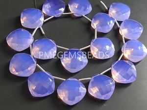 Paire de boucles d'oreilles en quartz bleu lavande 14X14MM coussin carré à facettes larme goutte Briolette verre fabrication de bijoux perles de pierre - Product Image 6