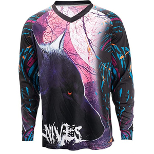 เสื้อแข่งมอเตอร์ครอส MTB แขนยาว ระบายอากาศ แห้งเร็ว ผลิตจากโพลีเอสเตอร์/ไนลอน พิมพ์ลายแบบ Sublimation  รับทำโลโก้และชื่อทีมตามสั่ง - Product Image 5