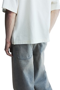 กางเกงยีนส์ขายาวสำหรับผู้ชายผ้าฝ้าย100% ดีไซน์ใหม่ขากว้างทรงหลวมกระชับเป้าด้วยหินโรงงานสบายๆ - Product Image 3