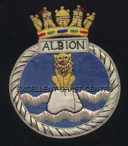 Écusson brodé personnalisé ALBION avec motif Aigle Couronné, à coudre en dentelle, badge en tissu avec épingle de sûreté pour vêtement, style circulaire - Product Image 2