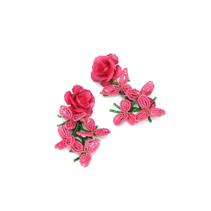 New Fashion <b>Hand</b>-woven Rice Beads Flower Tassel Baking <b>Paint</b> Beaded Flower Earrings Women - Product Image 3