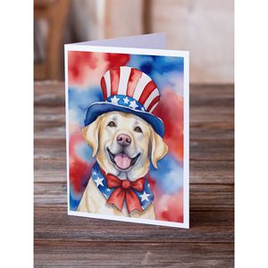 Whimsical A7 Tamaño 5x7 Tarjetas de nota en blanco Paquete 8 Patriótico American Labrador Retriever Tarjetas de felicitación con sobres - Product Image 2