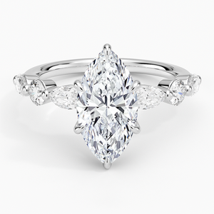 Anillo BOJ 097 con Corte Marquesa, Plata 925, Engaste de Puntas con Halo, Anillo Solitario con Diamante de 2ct, Color D, VVS1, Moissanita Certificada por GRA - Product Image 1