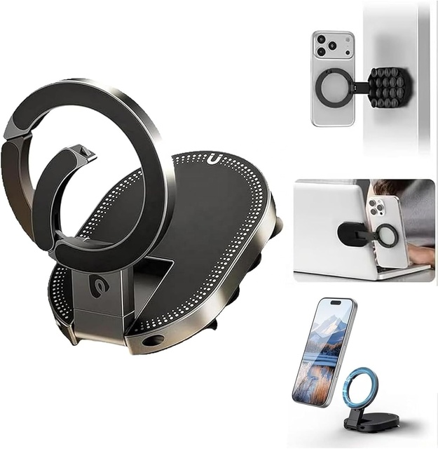3-in-1 Magnetic Suction Cup Phone Holder 360-Degree Rotation Adjustment Maglock Suction Mount for Car, Office, Gym, and Travel