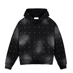 Sudadera con Capucha con Estampado de Puntos Negros, Corte Regular, Tejido de Poliéster, Ropa de Otoño con Bolsillos, Sudaderas con Capucha para Mujer - Product Image 1