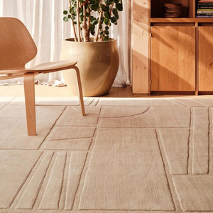 Alfombra de Lana de Nueva Zelanda Hecha a Mano, Diseño Geométrico Texturizado en Tono Marfil, Alfombra Suave de Pelo Medio para Sala de Estar - Product Image 3