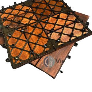 Dalles de terrasse contemporaines en bois d'acacia du Vietnam, imperméables, 12 mm, carrées, antidérapantes, à emboîtement, pour jardins et sols de salle de bain - Product Image 3