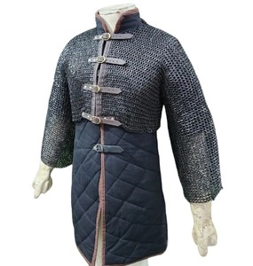 เสื้อเกราะแฮนด์เมดแบบครึ่งตัว ทำจากเหล็กกล้าอ่อน ตอกหมุดแบบแบนพร้อมห่วงแหวน สำหรับนักรบยุคกลาง ฮอบเบิร์ก ชุดเกราะไวกิ้ง และงานฮาโลวีน - Product Image 3