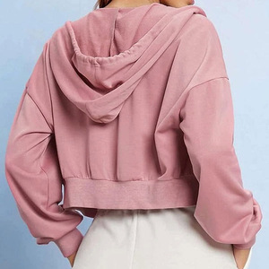 Veste de sport à capuche à manches longues avec logo personnalisé imprimé, tissu polaire, écologique, anti-rides, coupe-vent, respirante, pour femmes - Product Image 5