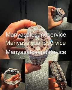 Montre pour homme personnalisée en acier inoxydable de luxe, style Hip Hop, avec cadran en verre, diamants Moissanite glacés, étanche 10 bars et fermoir de bracelet - Product Image 1