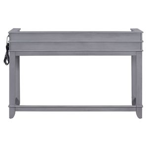 TREXM Ensemble de table de bar à manger 4 pièces Table grise multifonctionnelle avec 3 tiroirs et tabourets rembourrés - Product Image 4