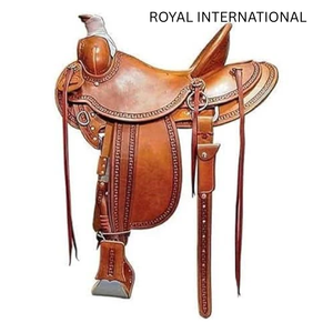 Selle de cheval Western classique Wade en cuir marron de qualité supérieure pour le cowboy, le ranch, le roping, l'équitation sur sentier, équipement équestre durable avec étriers - Product Image 1